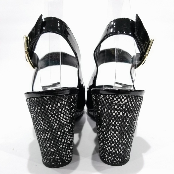 Calvin Klein Patent Open Toe Strap Wedge Sz 9.5 - Picture 3 of 7